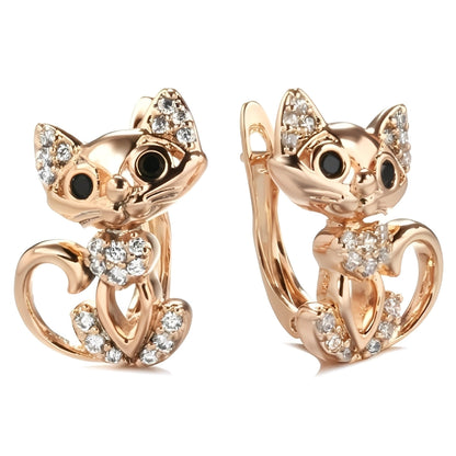Louna – Pendientes Gato Elegante en Circonio