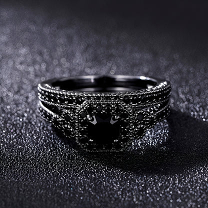 Adrian – Set de Anillos Vintage en Negro