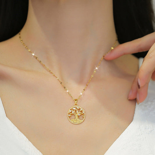 Samira – Collar Árbol de Vida Dorado con Zirconio