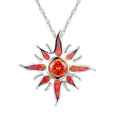 Yani – Collar Pendiente Esplendor Solar en Ópalo de Fuego & Granate