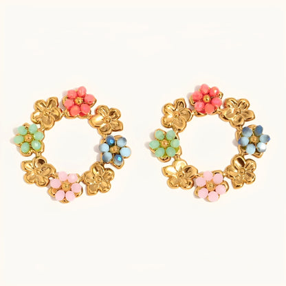 Aira – Pendientes Flor Redonda de Colores