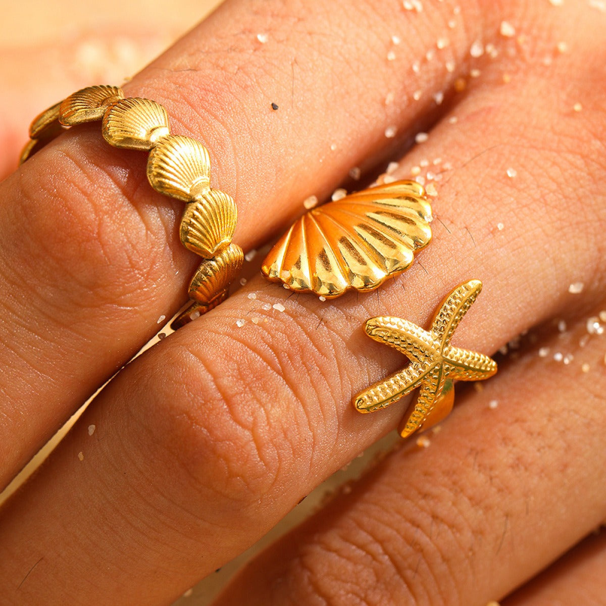 Marina – Anillo Abierto Concha y Estrella de Mar