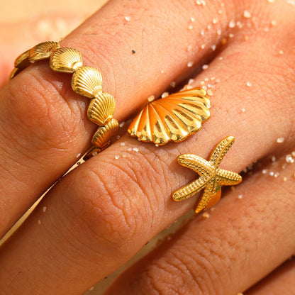 Marina – Anillo Abierto Concha y Estrella de Mar