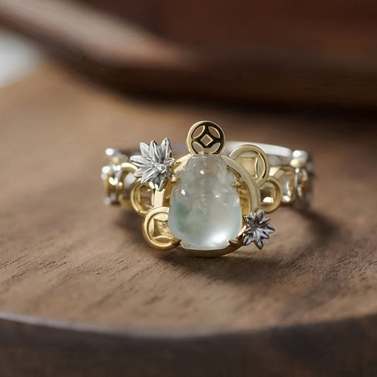 Hanny – Anillo Vintage en Oro y Plata con Cristales Lunares