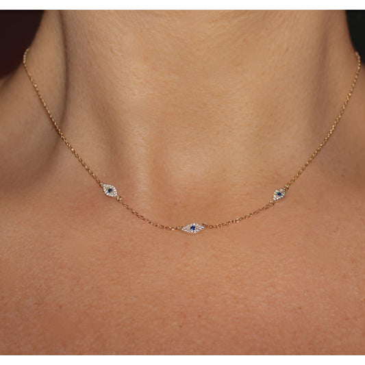 Lara – Collar Ojo Protector con Circonia Azul