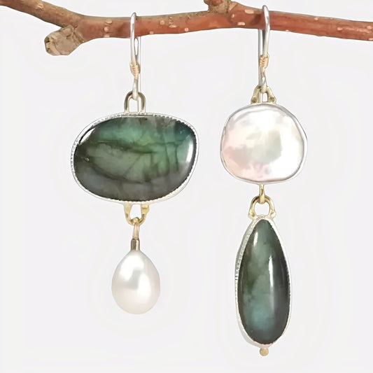 Reina – Pendientes Vintage con Piedra Natural