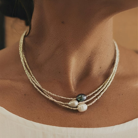 Aurore – Collar Perlas de Agua Dulce Estilo Retro