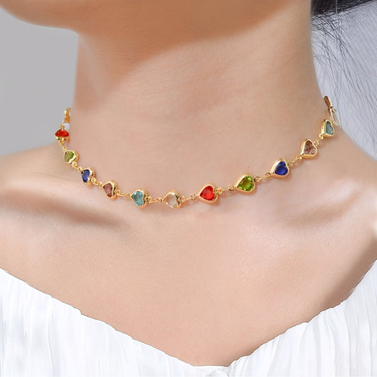 Amara – Collar de Corazones en Cristal Multicolor