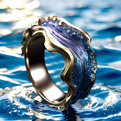 Mira – Anillo Vintage Dorado Océano