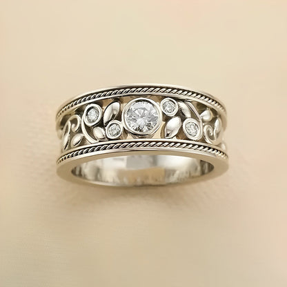 Celina – Anillo de Plata Vintage con Piedra Circonita Brillante