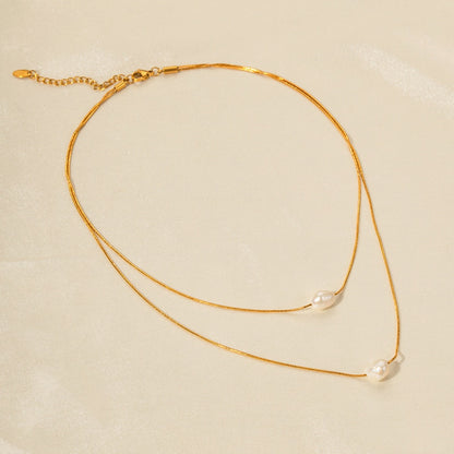 Mariela – Collar Doble Capa con Perlas Elegantes