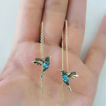 Whitney – Pendientes Colibrí en Esmalte y Circonio