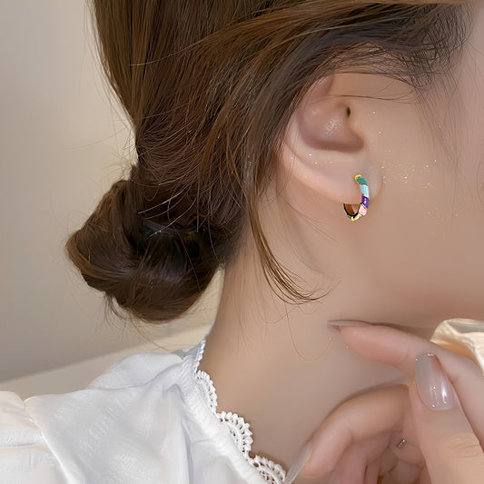 Sofia – Pendientes Elegantes de Oro con Esmalte Multicolor