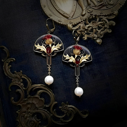 Zahara – Pendientes Boho con Perlas y Cristal Rojo