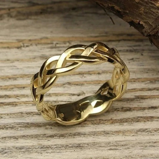 Thalia – Anillo Trenzado Vintage en Dorado