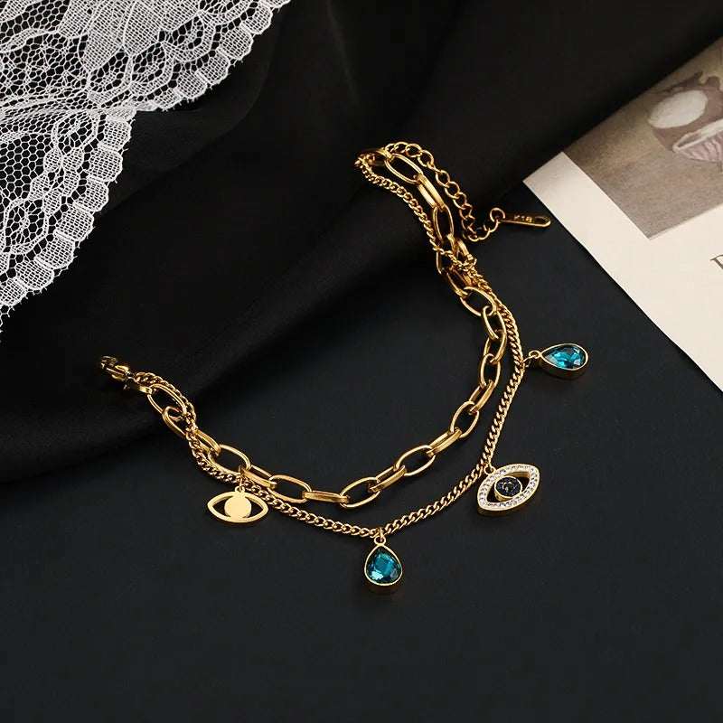 Sharnie – Pulsera Doble Cadena de Acero Elegante