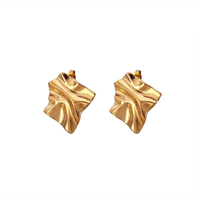Catriona – Pendientes Plisados en Acero Titanio