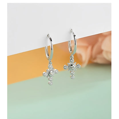 Yasmine – Pendientes Cruz Plata 925 Chic