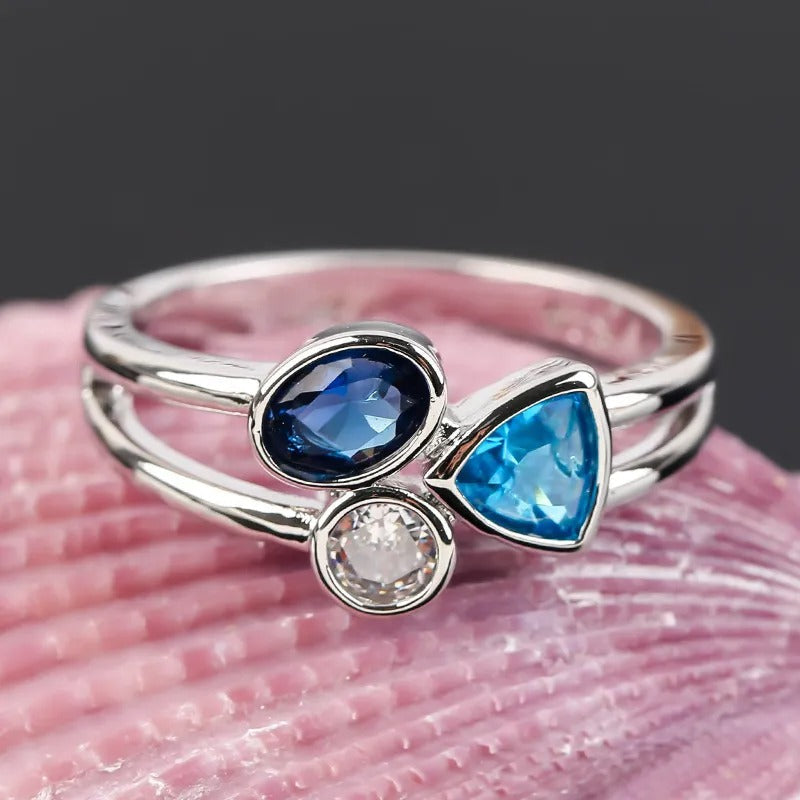 Isaline – Anillo Vintage con Cristal Azul