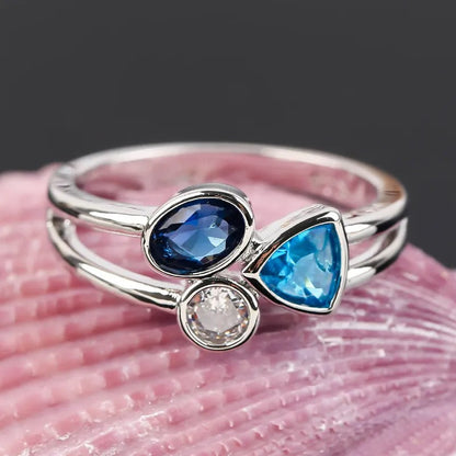 Isaline – Anillo Vintage con Cristal Azul