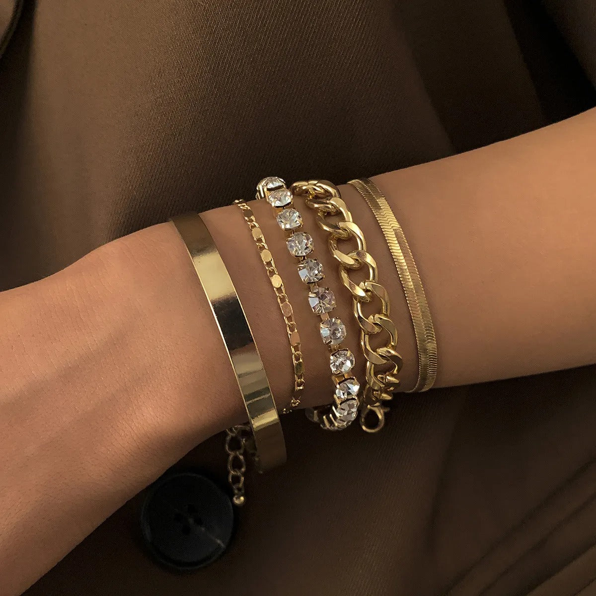 Alyna – Lote de 5 Pulseras Serpiente Strass