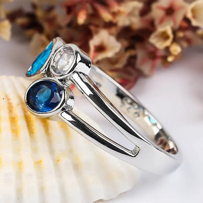 Isaline – Anillo Vintage con Cristal Azul