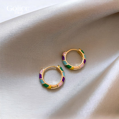 Sofia – Pendientes Elegantes de Oro con Esmalte Multicolor