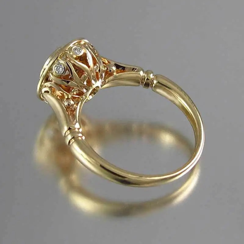 Janna – Conjunto de Anillos Vintage en Oro con Circonita Brillante
