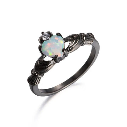 Meryl – Anillo Corazón en Ópalo Blanco