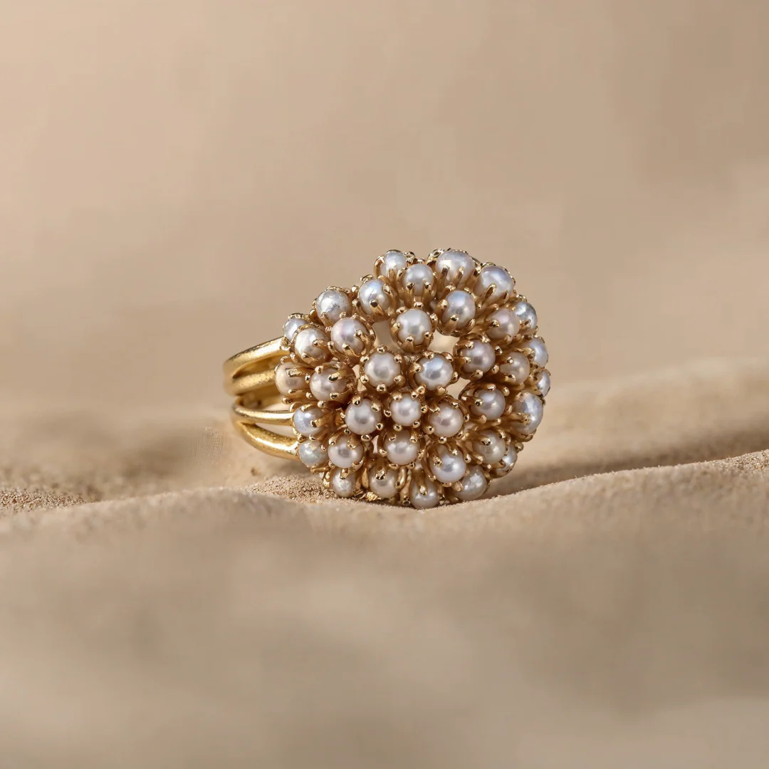 Alma – Anillo Dorado Incrustado de Perlas