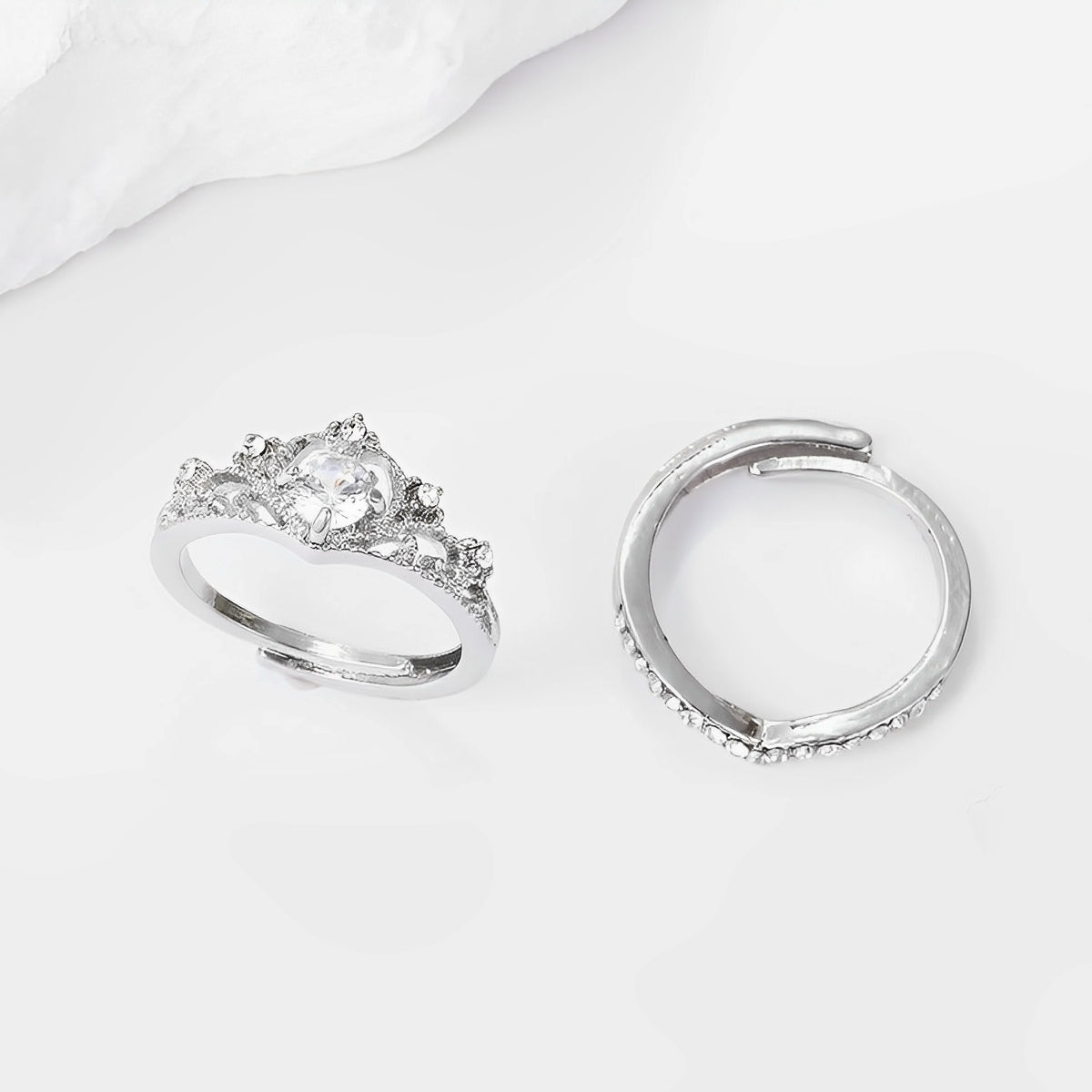 Reina – Set de Anillos de Plata con Diseño de Corona