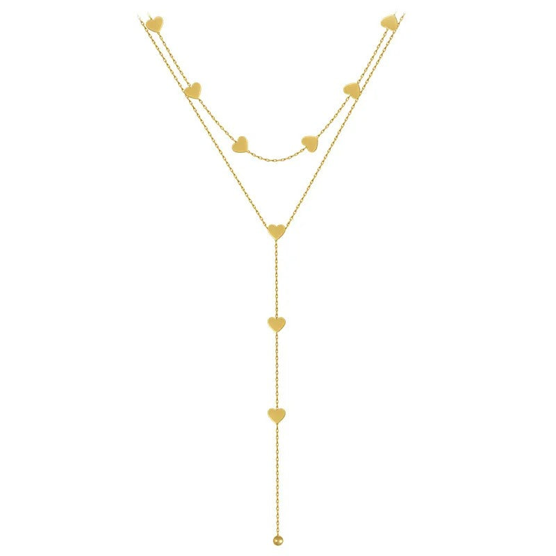 Christy – Collar Multi-Filas Corazones Dorados