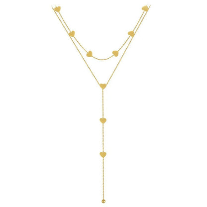 Christy – Collar Multi-Filas Corazones Dorados