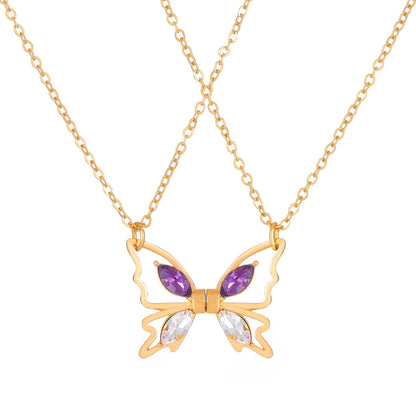 Abril – Collar Mariposa Magnético en Oro