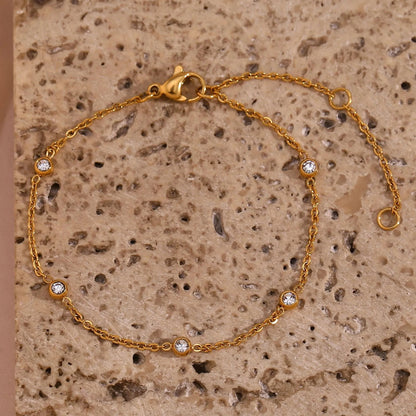Ivy – Pulsera Dorada con Cuentas de Zirconia