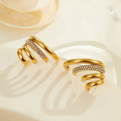 Morgan – Pendientes Aro Dorados Capas con Zirconia