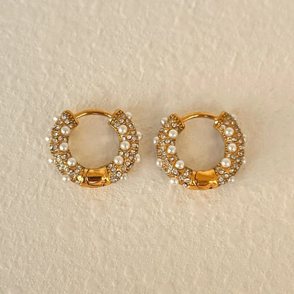 Clarisse – Pendientes Perla y Zirconia Retro Elegantes