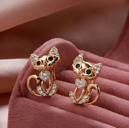 Louna – Pendientes Gato Elegante en Circonio