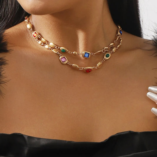 Aileen – Collar Doble Fila de Perlas Coloridas
