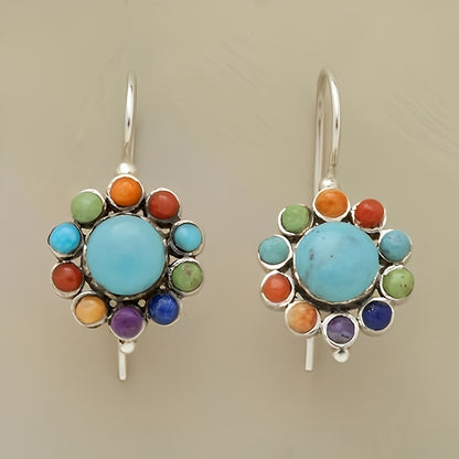 Yara – Pendientes Redondos con Turquesas Multicolor