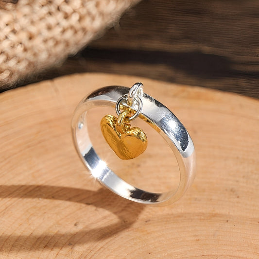 Maelie – Anillo Plata Corazón Móvil Estilo Retro
