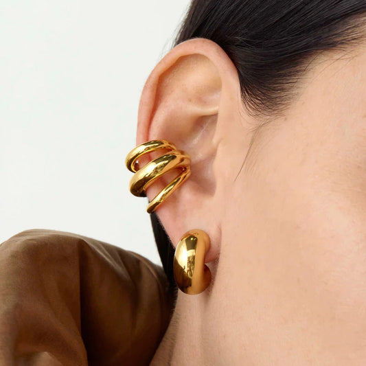 Gigi – Ear Cuff Grande 3 Capas Dorado