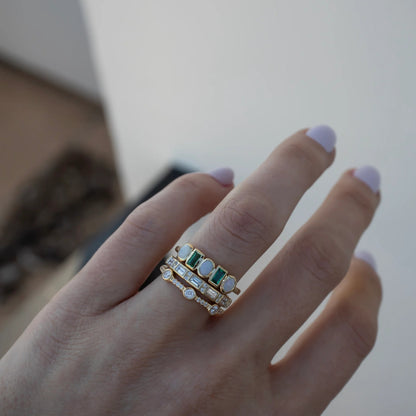 Selene – Anillos Vintage con Ópalo Blanco y Verde