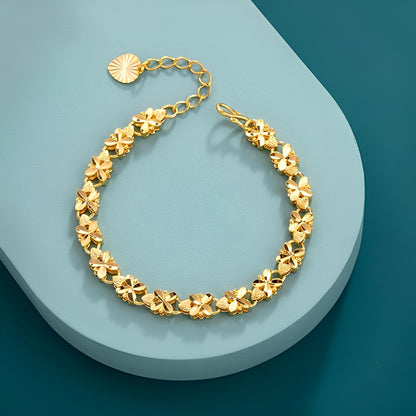 Dalia – Pulsera Vintage de Oro con Margaritas