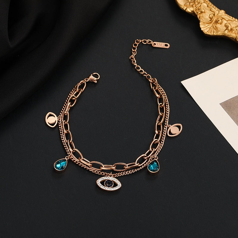Sharnie – Pulsera Doble Cadena de Acero Elegante