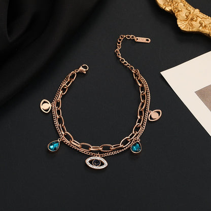 Sharnie – Pulsera Doble Cadena de Acero Elegante