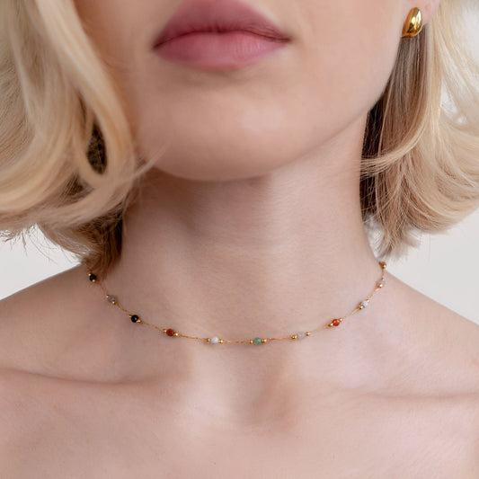Malou – Collar Eslabones Coloridos con Perlas
