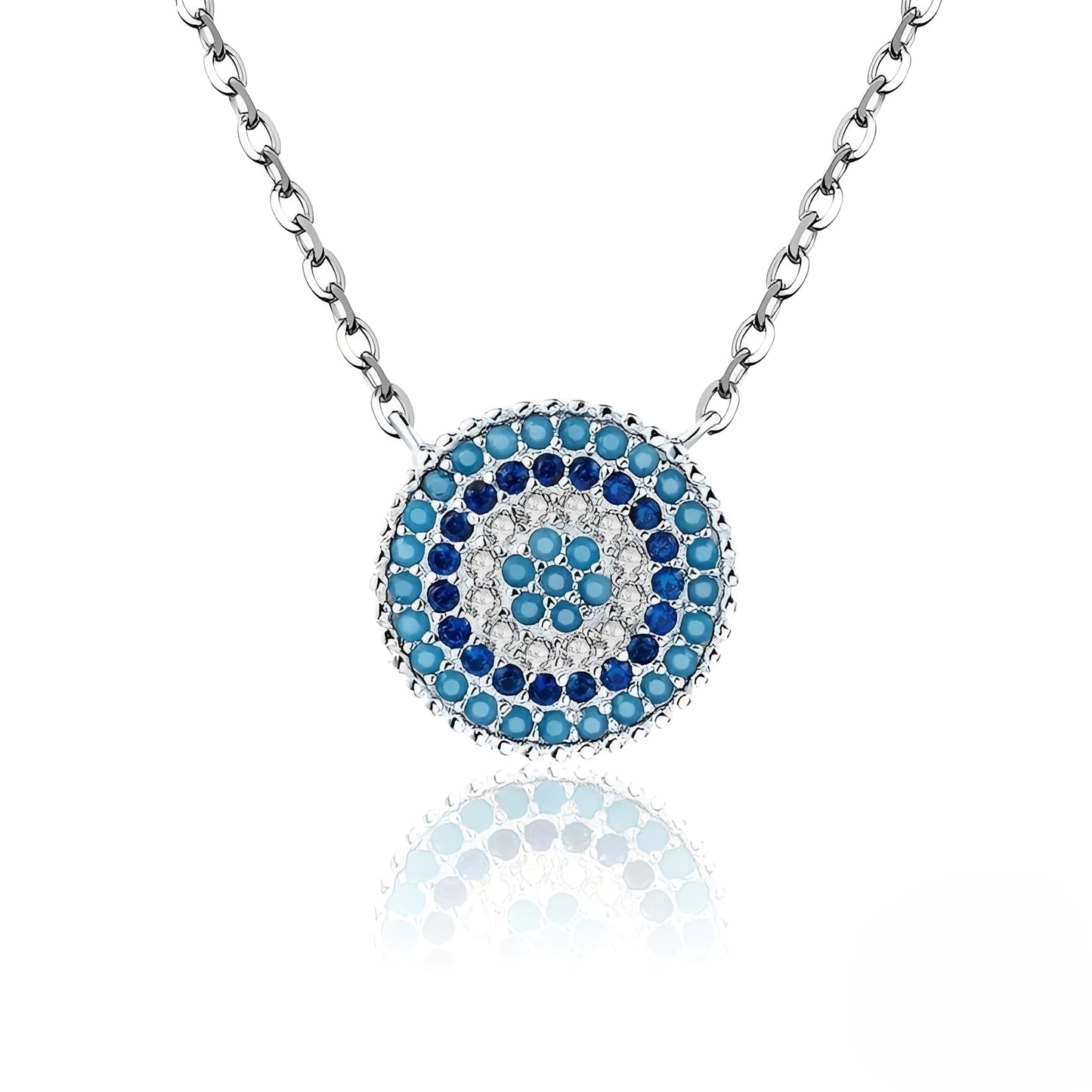 Daphne – Collar Ojo Protector Plateado Elegante