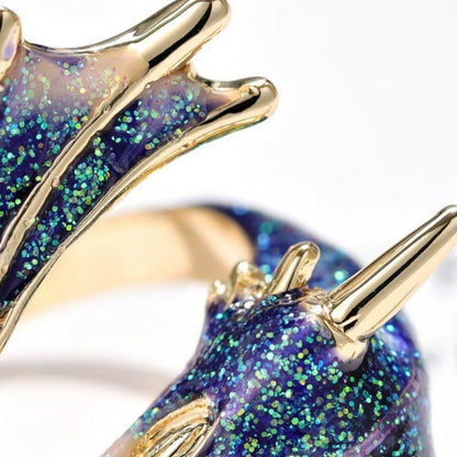 Kaida – Anillo Dragón Ajustable en Plata con Esmalte Pintado a Mano