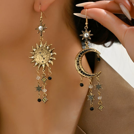 Arielle – Pendientes Vintage Sol y Luna Colgantes